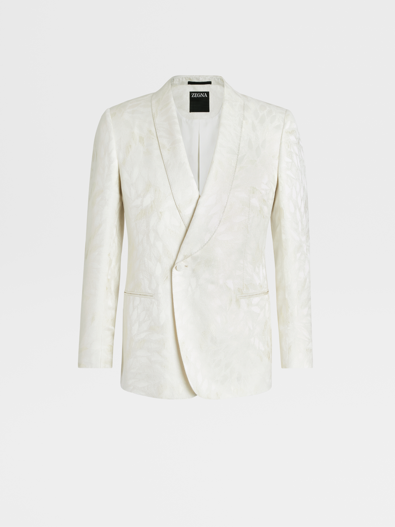 White Jacquard Silk and Wool Evening Jacket